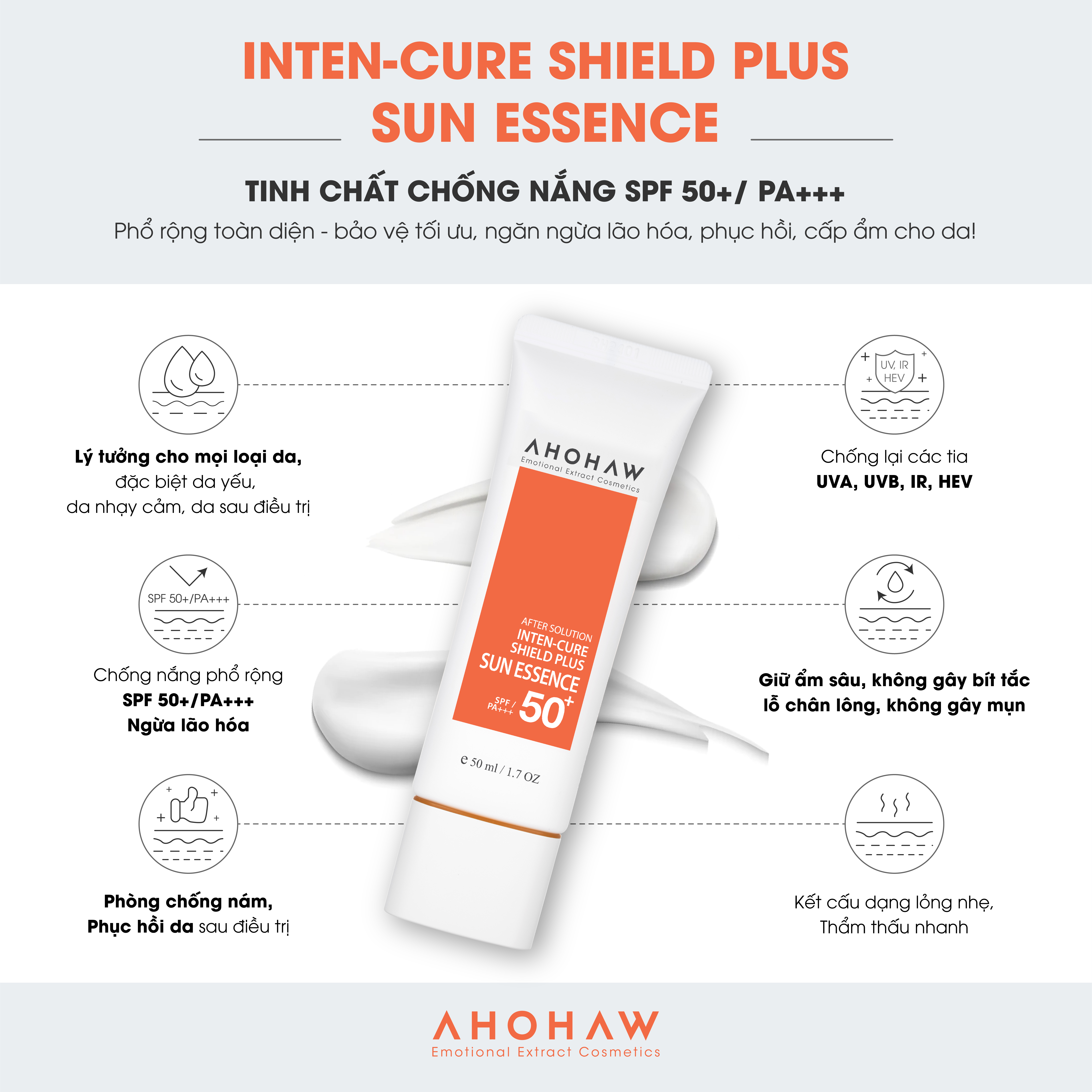 Tinh Chất Chống Nắng SPF 50+/PA+++ Ahohaw After Solution ( 50gr ) - Hàng Chính Hãng