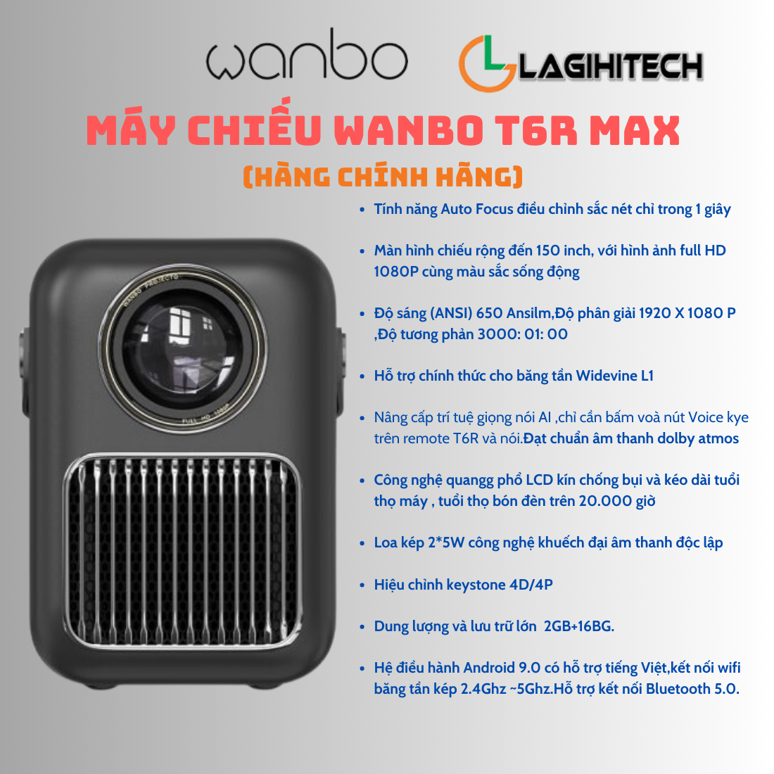 Máy Chiếu Wanbo T6R Max - Hàng Chính Hãng