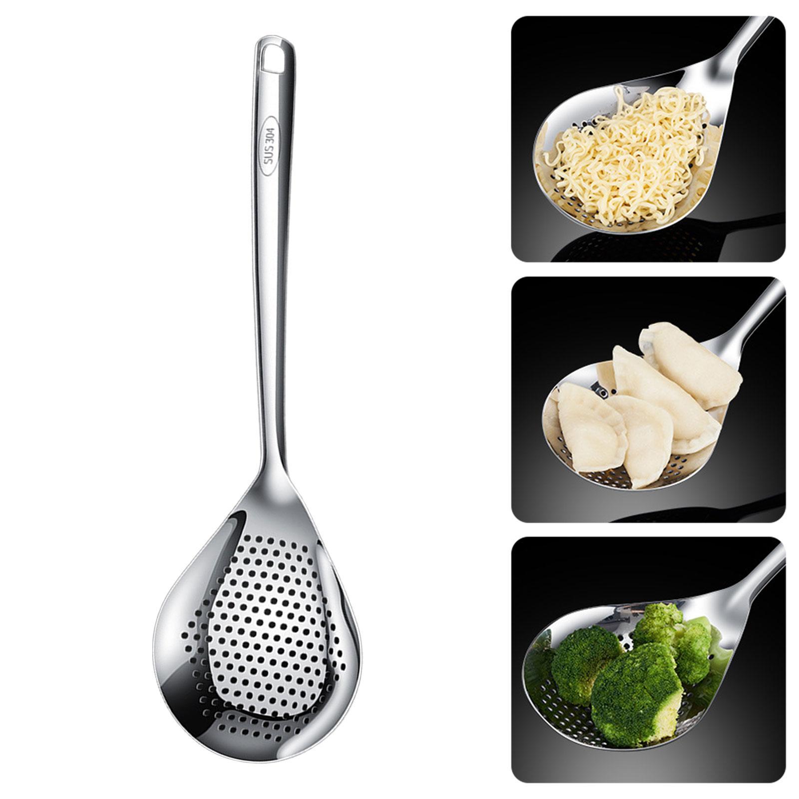 304 Stainless Steel Skimmer Slotted Spoon Durable for Frying Baking Scooping