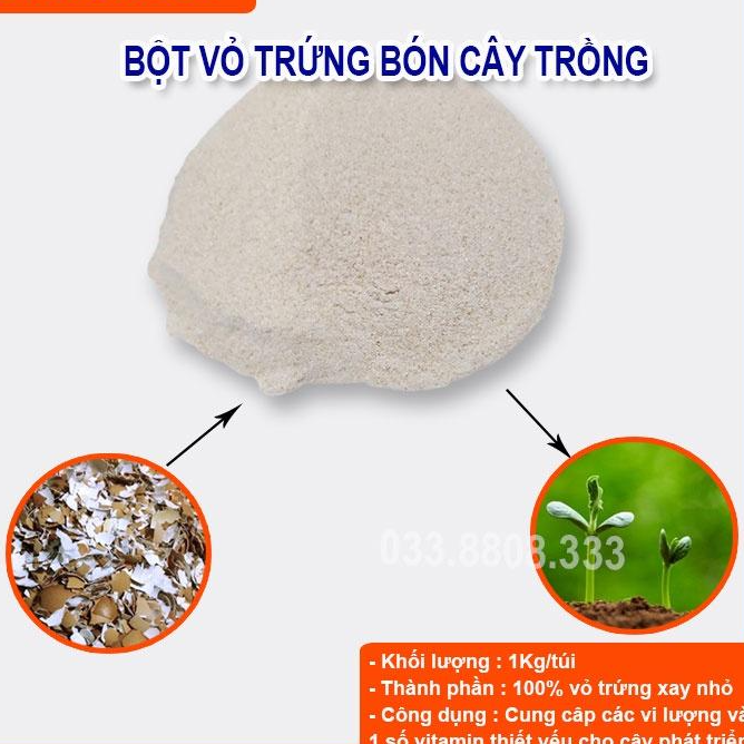 Bột Vỏ Trứng Gà Nhật Bản 1Kg giúp cây phát triển tốt, ngăn rụng hoa quả