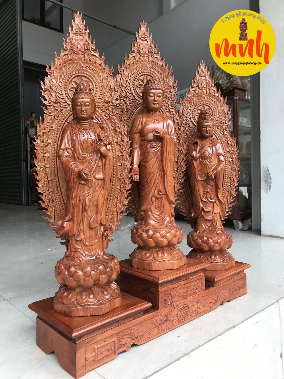 Bộ Tượng Phật Tây Phương Tam Thánh Kích Thước Cao 40cm, 50cm, 60cm, 70cm