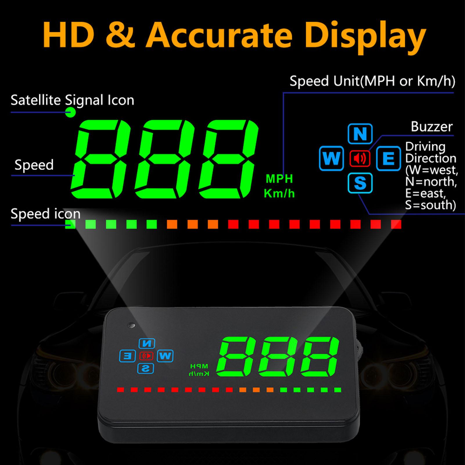 Universal HUD Head Up Display GPS Digital Speedometer with MPH for Cars Odometer Speed