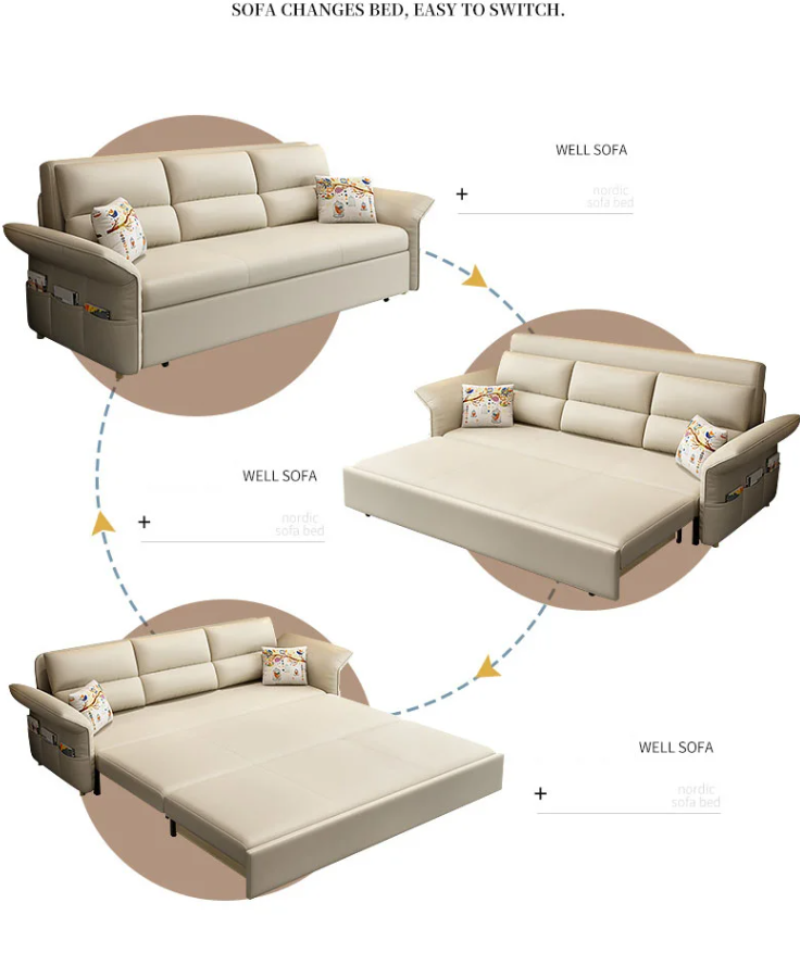 Sofa giường đa năng hộc kéo tay bật HGK-18 ngăn chứa đồ tiện dụng Tundo KT 1m8