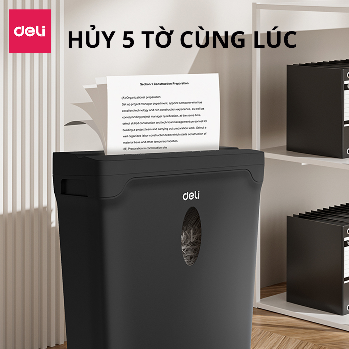 Máy Hủy Tài Liệu Cao Cấp 12L 12 Lít Deli - Máy Huỷ Giấy 12 Lít Phù Hợp Cho Bảo Mật Giấy Tờ Trong Doanh Nghiệp, Văn Phòng, Nhà Trường - Hãng Chính Hãng - ET015