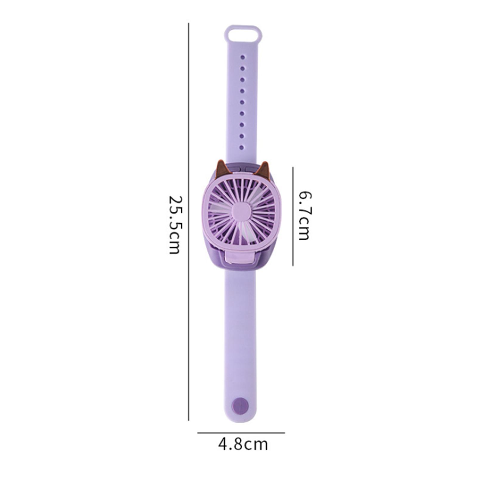 Đồng hồ quạt mini cầm tay tích hợp đèn LED dành cho trẻ em, sạc USB