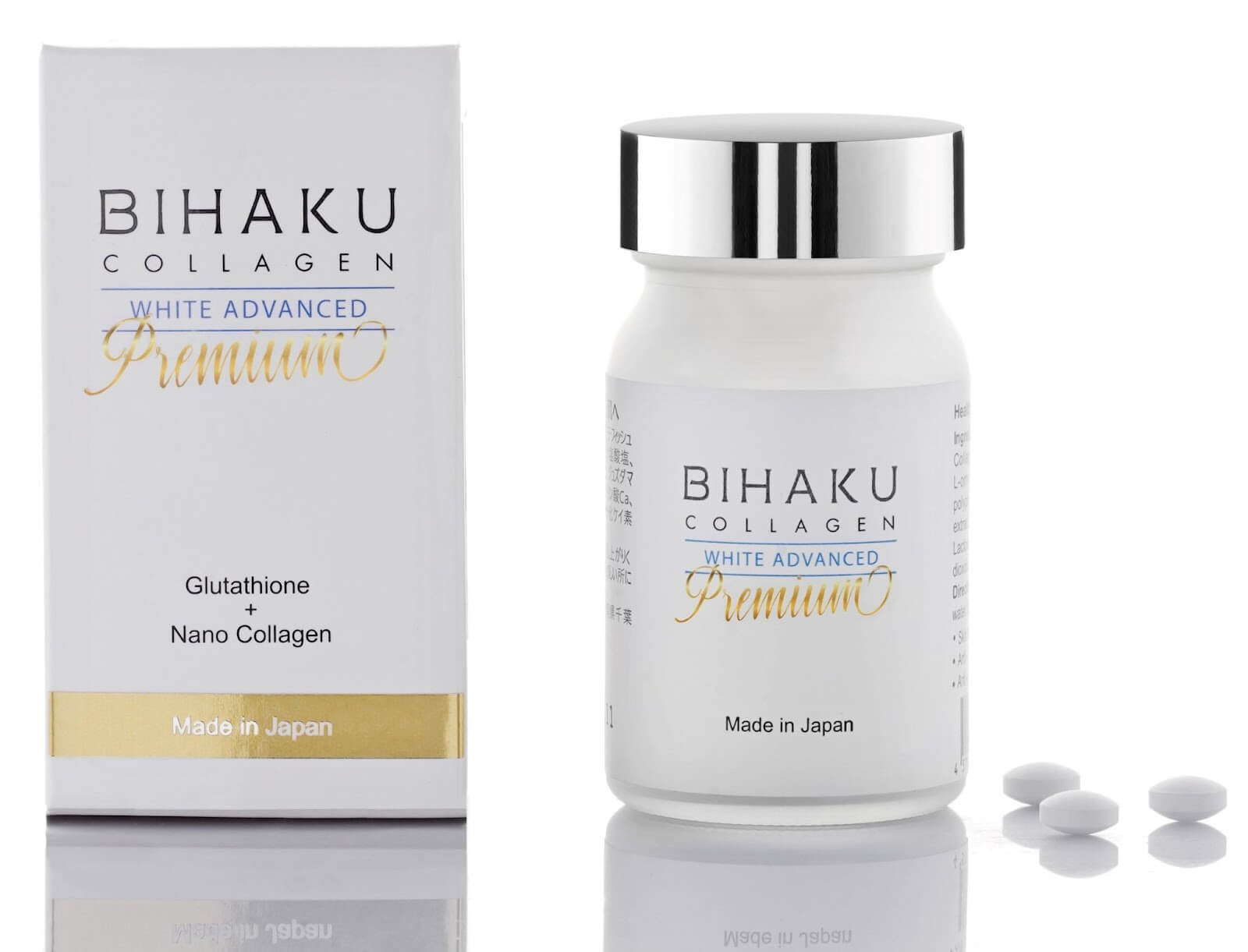 Viên uống trắng da Bihaku Collagen White Advanced Premium 330mg 30 viên