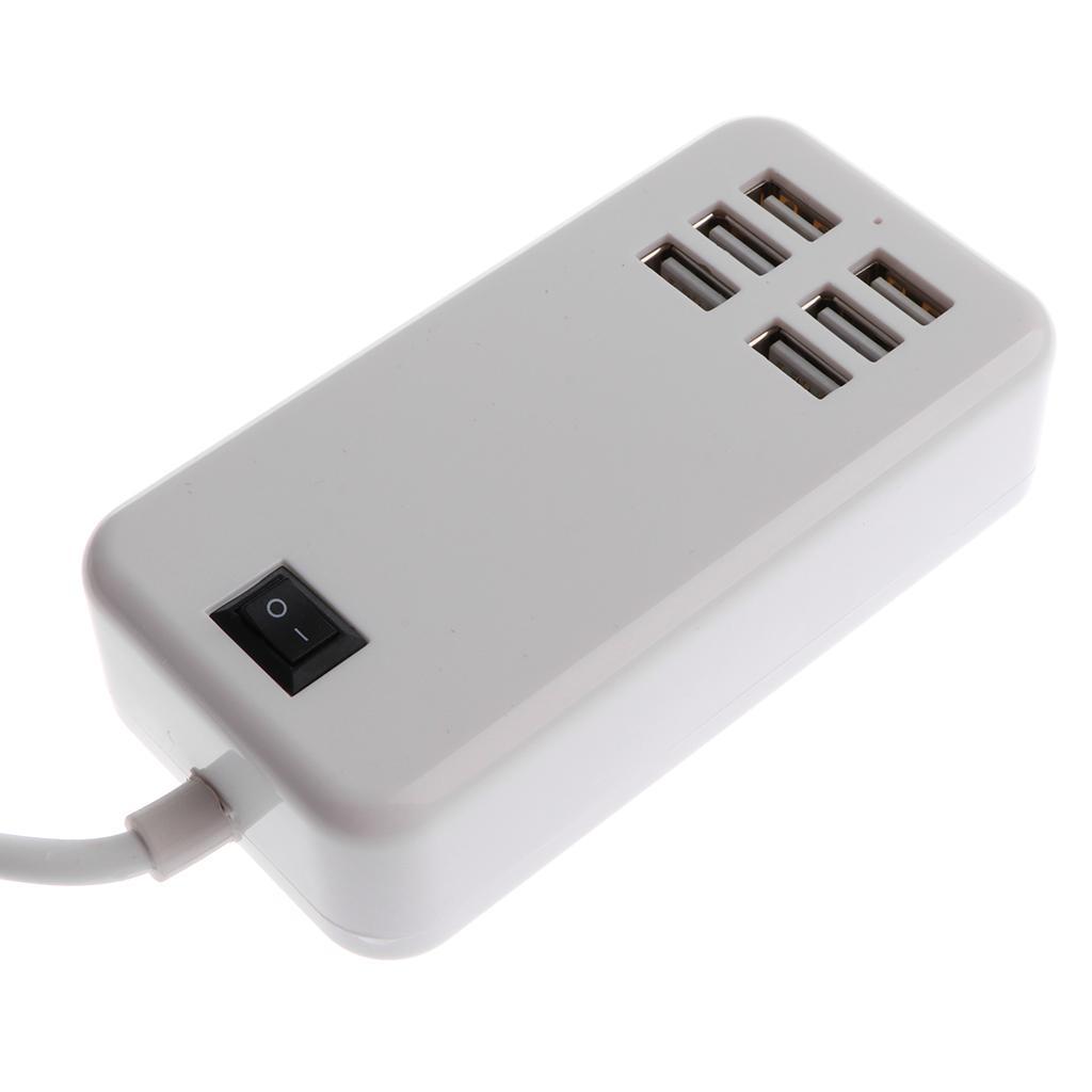 6-Port USB Desktop Charging Station Hub Wall Charger Power Adapter US White