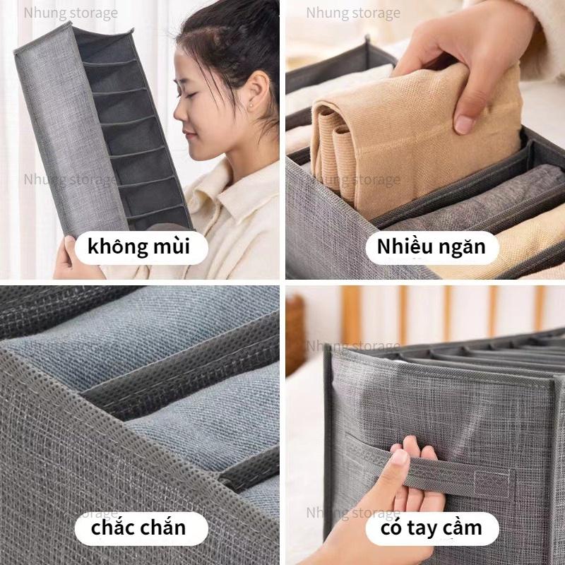 Hộp Vải Đựng Quần Áo Chia Ngăn Bằng Vải Đa Năng Tiện Lợi - Túi Vải Đựng Quần Jean Áo Len