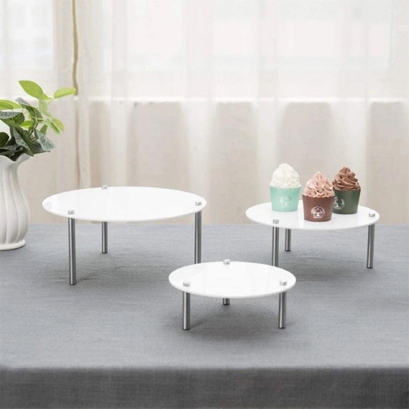 Bộ 3 bàn mica trưng bày sản phẩm, bánh kem sinh nhật, 10 màu sắc , nhiều kích thước