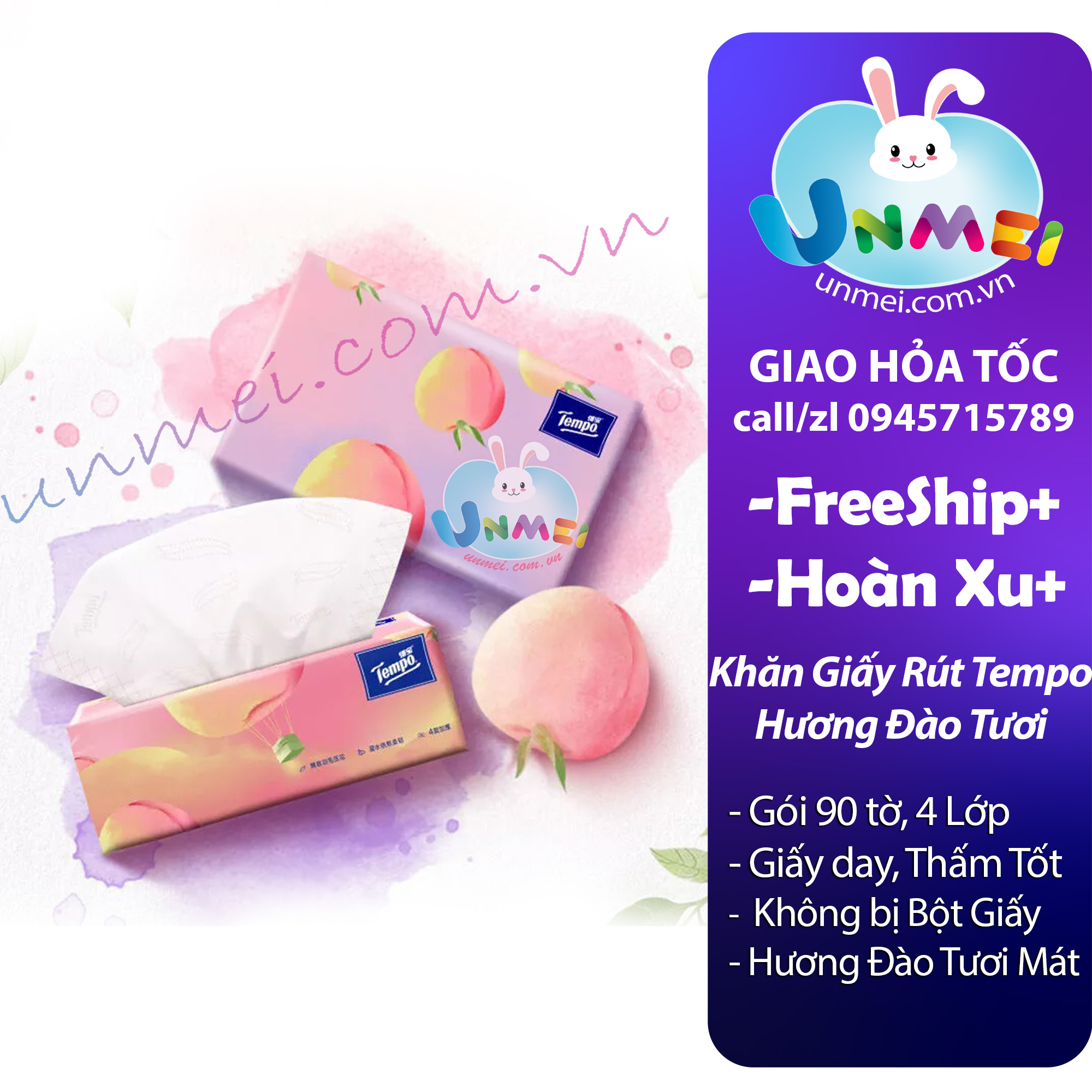 Tempo - Khăn Giấy Rút Softpack 4 Lớp (90 Tờ/ 1 Gói) Hương Bạc Hà / Không Hương/ Hương Đào/ Sakura