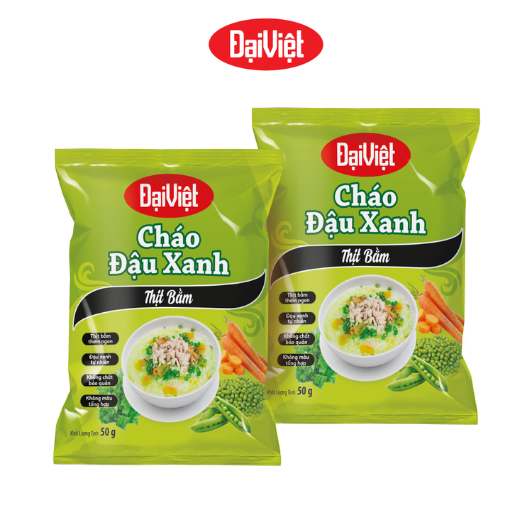 Cháo Đậu Xanh Thịt Bằm Đại Việt - Ăn liền - Gói 50g - Thùng 50 gói