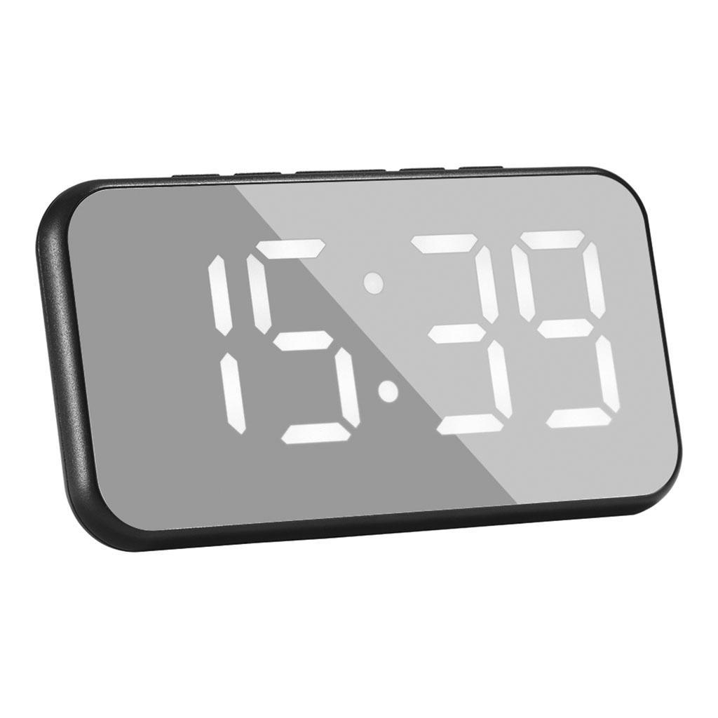 Desk Alarm Clock Display Digital Temperature Snooze Table USB White