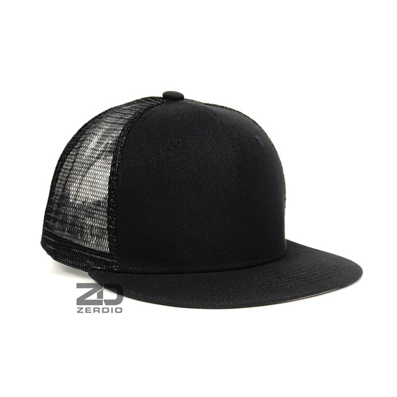 Nón hiphop nam nữ, mũ snapback phối lưới đen trơn cao cấp SN90