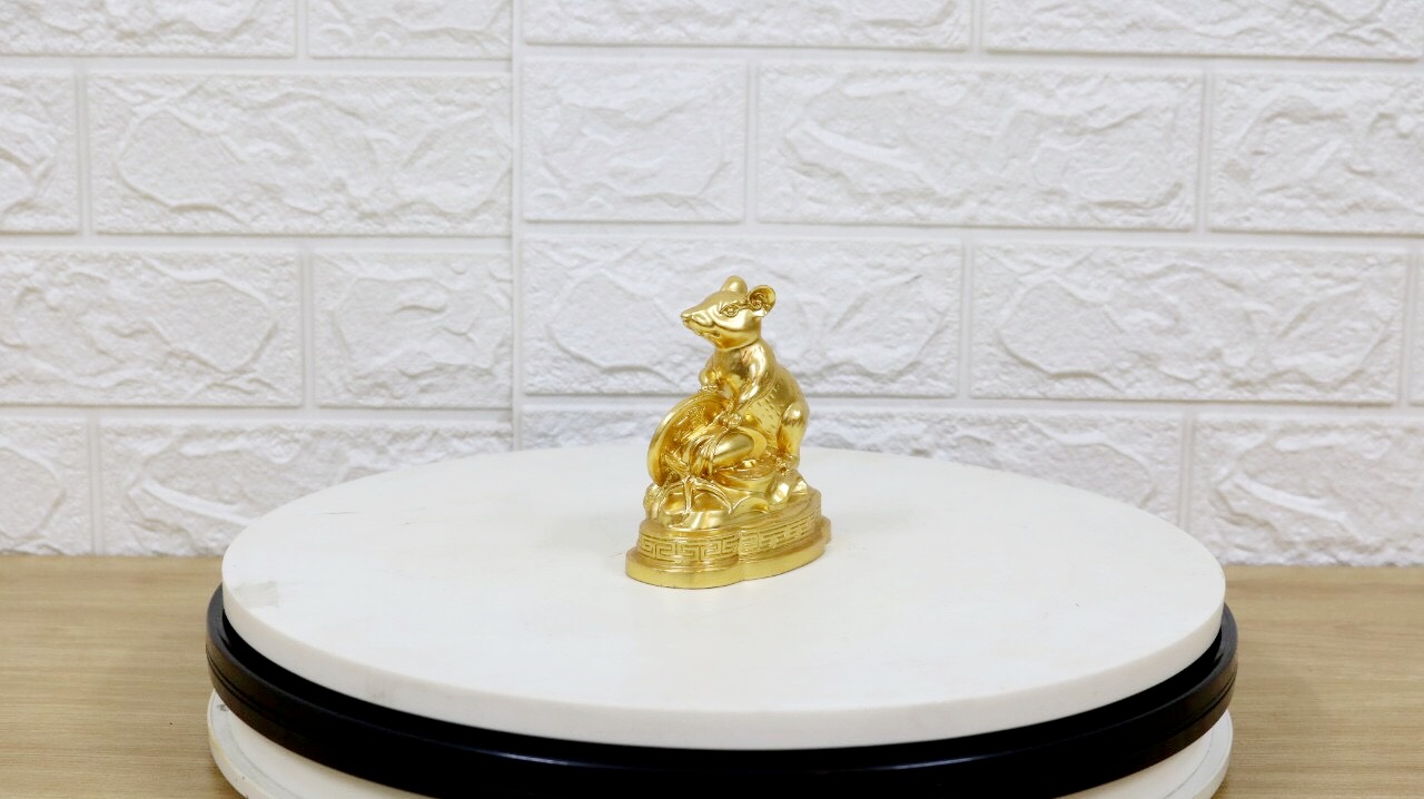 Tượng chuột bằng đồng mạ vàng 24K