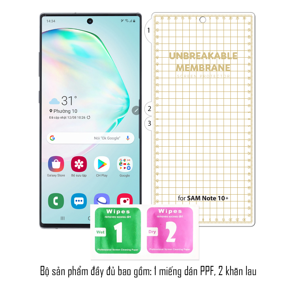 Miếng Dán PPF Mặt Trước cho Samsung Galaxy Note 10 Plus – Dẻo full màn hình – Hàng Chính Hãng