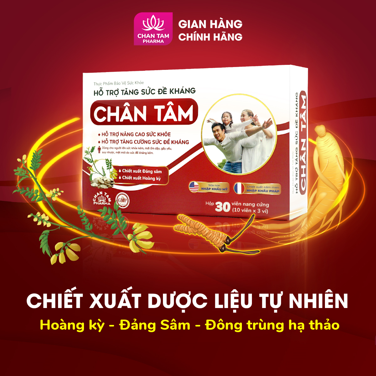 Viên uống tăng sức đề kháng Chân Tâm hỗ trợ giảm mệt mỏi, suy nhược