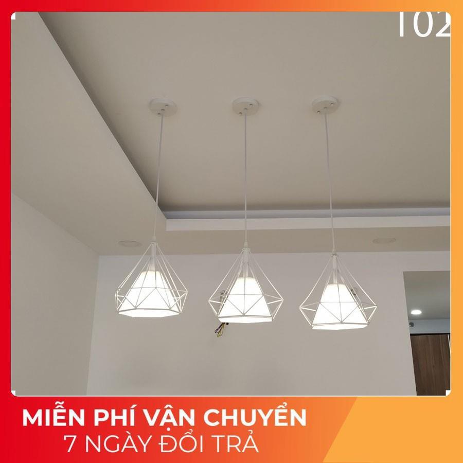 Đèn thả đơn kim cương trắng khung sắt sơn tĩnh điện phi 250-T02