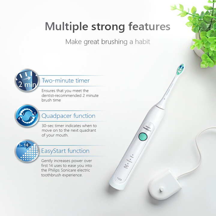 Bàn chải đánh răng điện Philips Sonicare tích hợp 3 chế độ làm việc thông minh điện áp tự động 110-220V (HX6730/02)