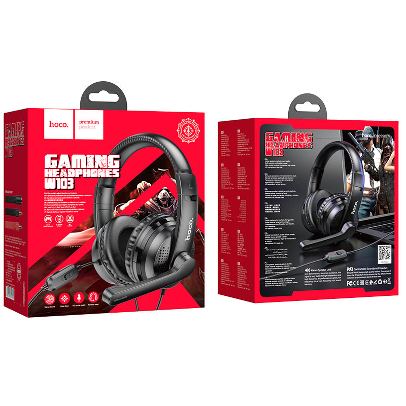 Tai nghe headphone gaming Hoco v103 - tai nghe chụp tai over ear cho điện thoại và máy tính - hàng chính hãng