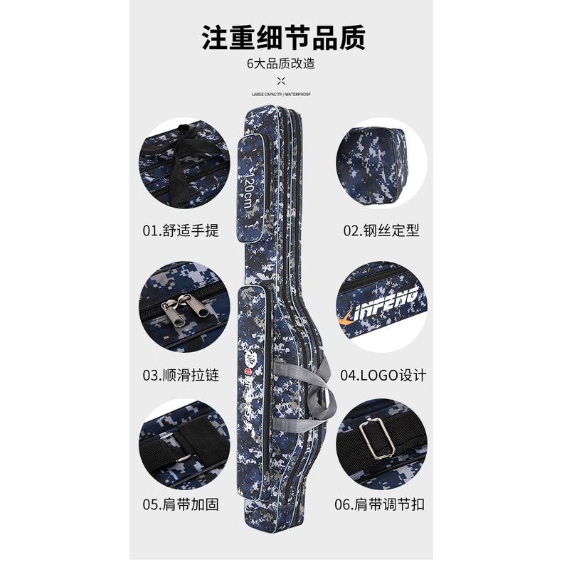 Túi đựng cần câu cá, bao đựng cần câu đa năng 2 ngăn dài 80-120cm màu dàn di cao cấp PK-9 hình dáng đẹp  chất lượng