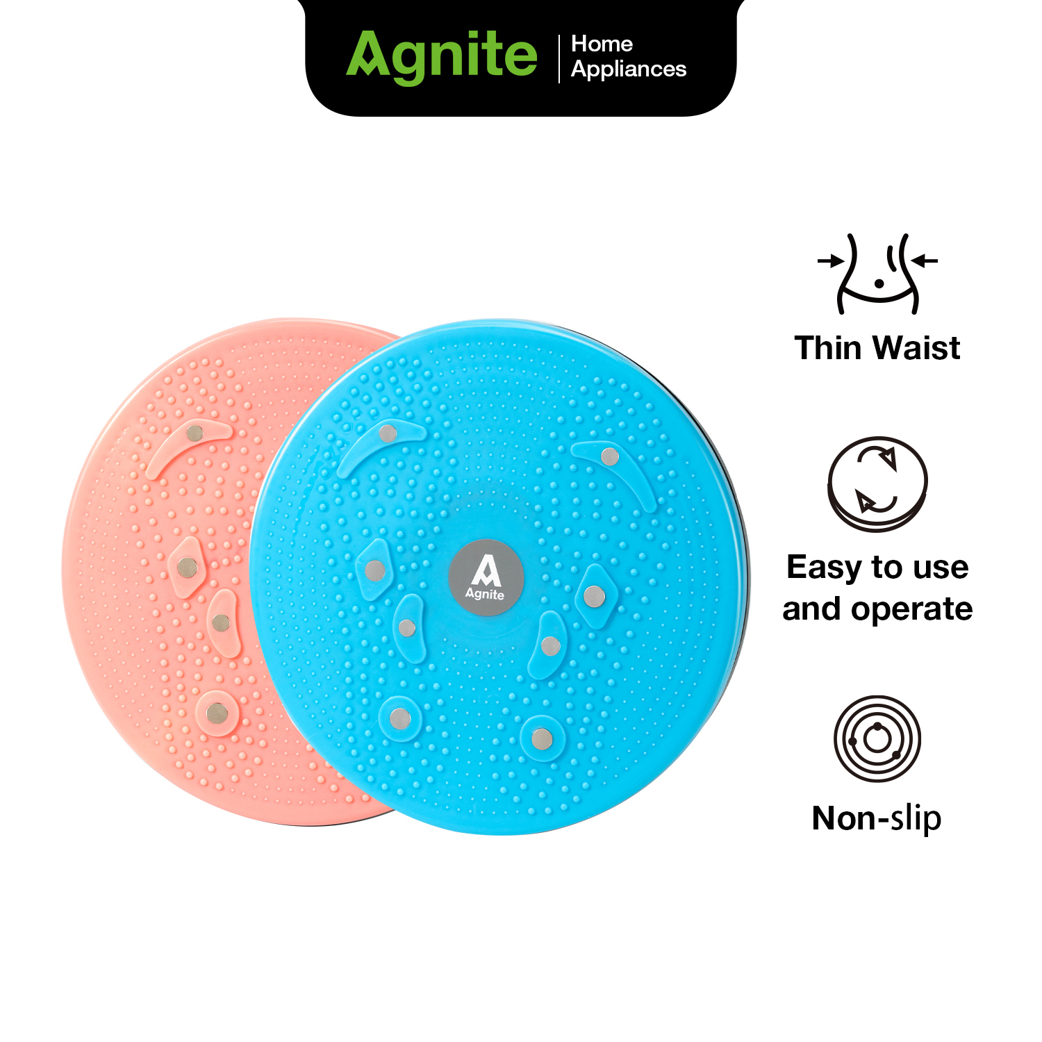 Đĩa xoay eo, bàn xoay eo 360 độ Agnite chính hãng - dụng cụ tập luyện tại nhà, hỗ trợ đánh bay mỡ thừa tăng lưu thông máu mã ER090, ER091