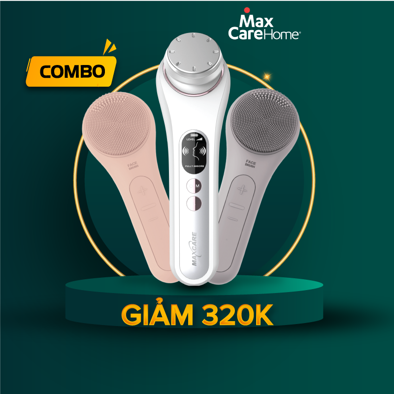 Combo máy đẩy tinh chất ion nóng lạnh Max888PRO/Max888 + Máy rửa mặt Maxcare Max999