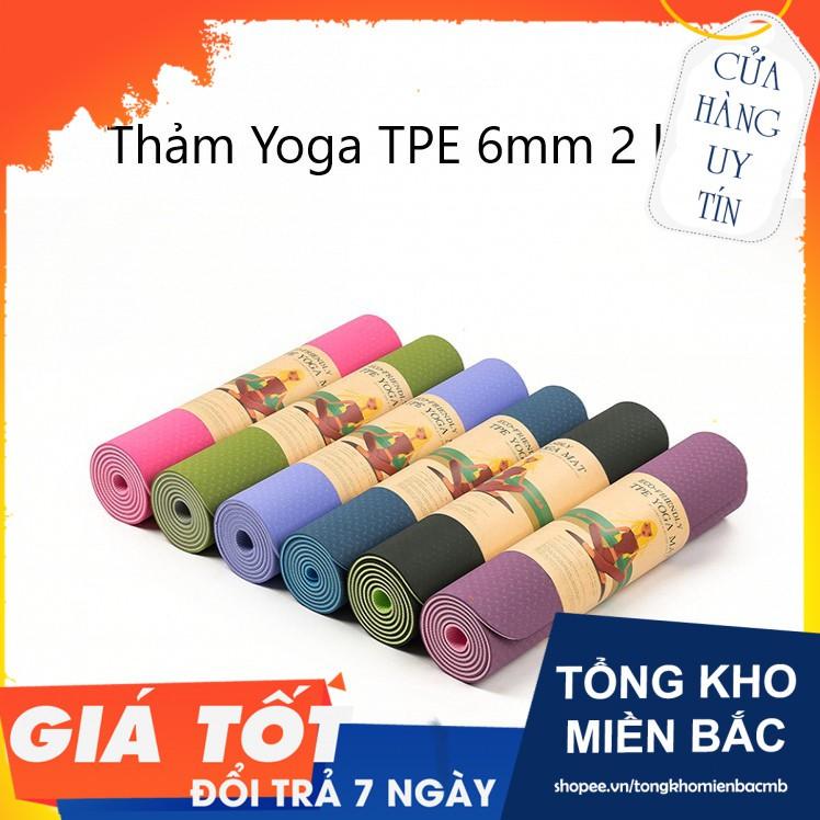 Thảm tập gym và yoga TPE 2 lớp đủ màu, thảm tập yoga tpe 2 lớp 6mm cao cấp, chất liệu an toàn khi tiếp xúc với da