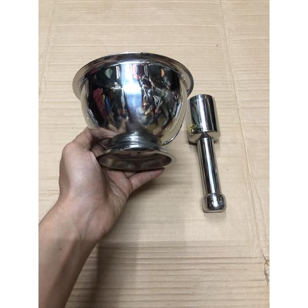 Dụng cụ giã tiêu đâm tiêu giã hành tỏi cối chày inox cỡ số lớn nhỏ