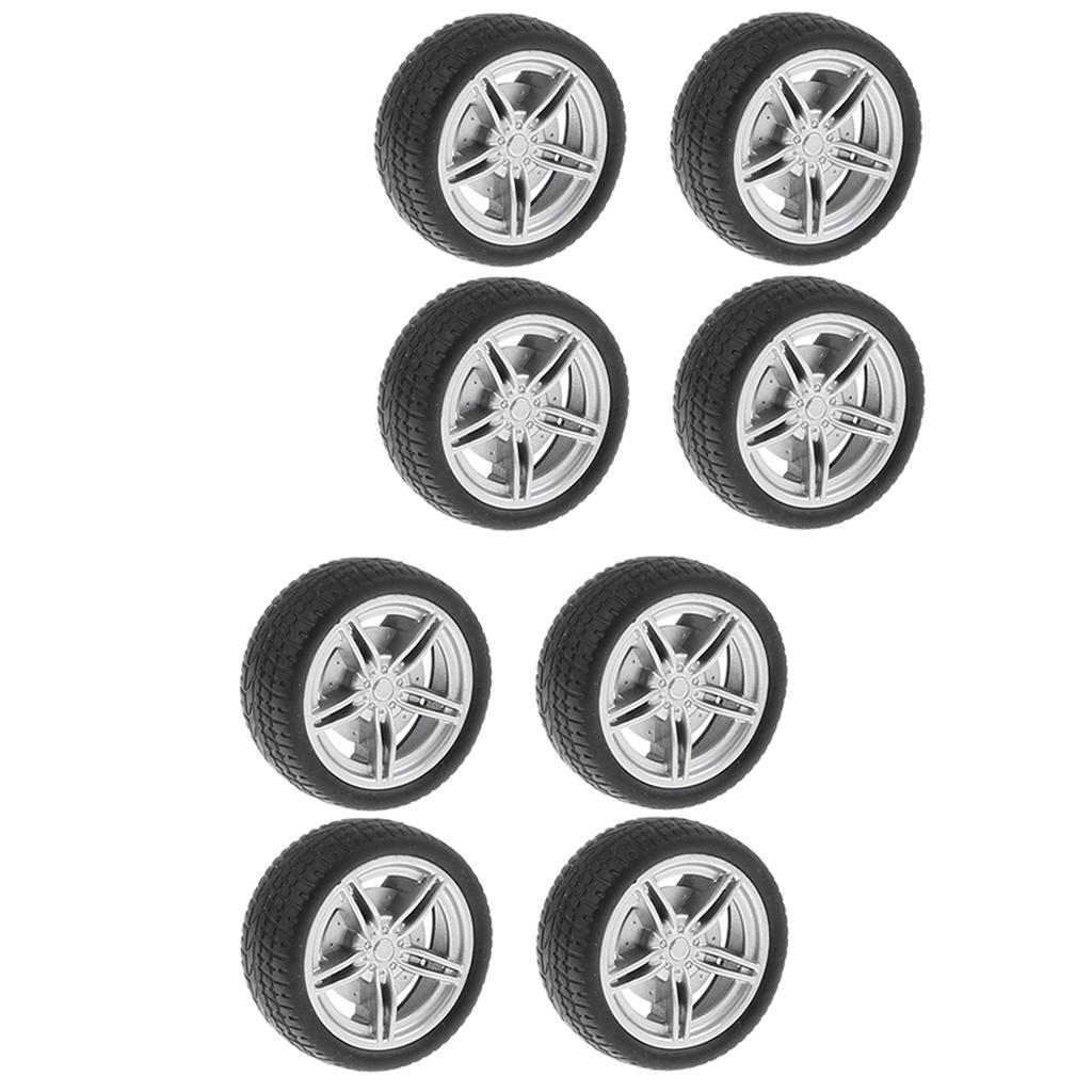 10 Pieces 30mm 5-Spoke Wheel Rim & Rubber Tyres for RC Racing Car DIY Accs