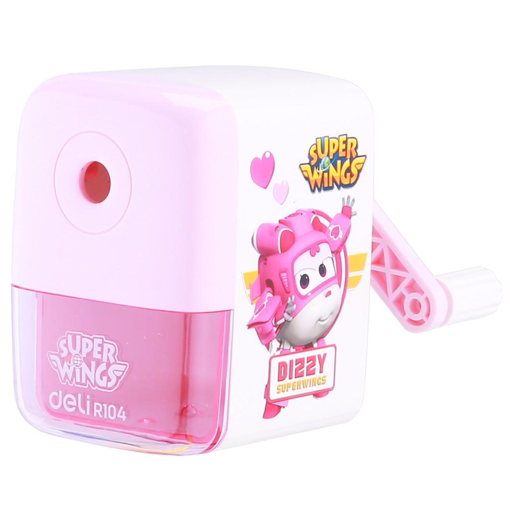 Gọt chì quay tay Deli - hình nhân vật Super Wings - Xanh/Hồng- ER10409