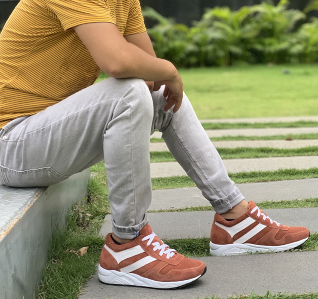 GIÀY TĂNG CHIỀU CAO GIÀY CAO DÀNH CHO NAM GIỚI T&TRA T20 DA LỘN CAM - CAO 8CM GIÀY ĐỘN NAM CAO VƯỢT TRỘI