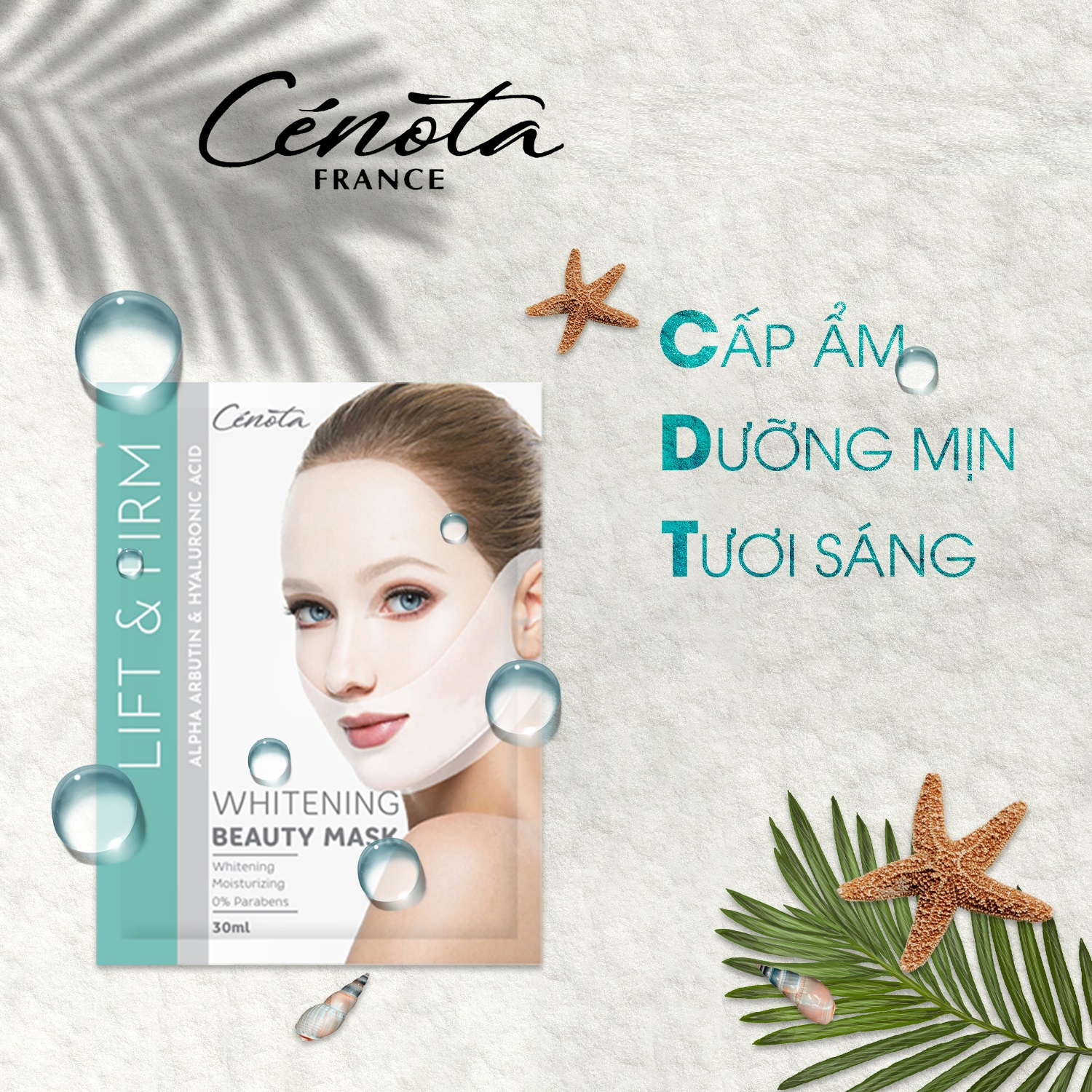 Mặt nạ trắng da Nâng cơ Tạo hình Vline Cenota Whitening Beauty Mask