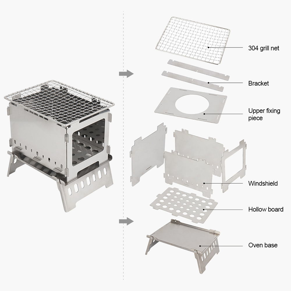 Bếp nấu ăn ngoài trời kèm vỉ nướng được làm bằng inox 304 không gỉ,bền bỉ với khả năng chịu lực tốt.