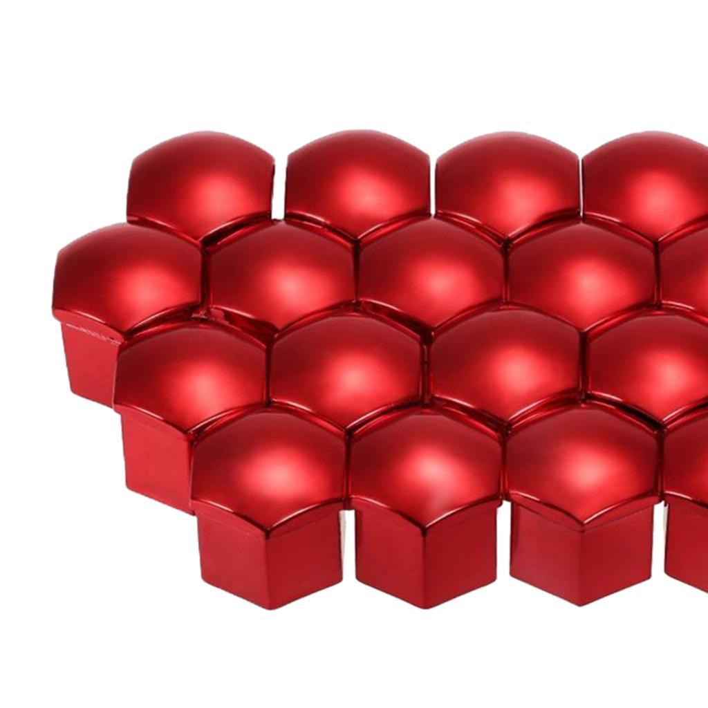 2x 20pcs Universal 17mm Wheel Nut Covers Lug Nut Caps Screw Protector Red