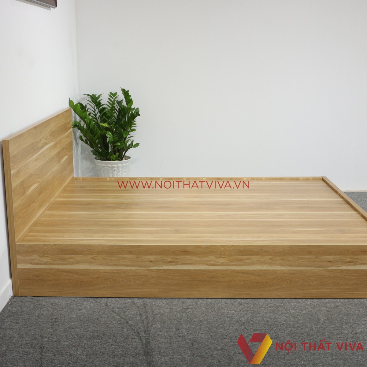 Giường Ngủ Gỗ Mdf Melamine Màu Vàng Gỗ