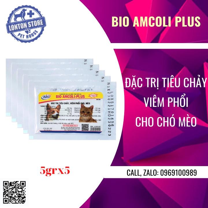 Amcoli Plus- Bột Hòa Tan Cho Thú Cưng Chó Mèo Viêm Phổi, Tiêu Chảy, gói 5gr