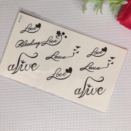 Hình xăm dán chữ love đẹp 10x6cm- mua 5 tặng 1 mini xinh