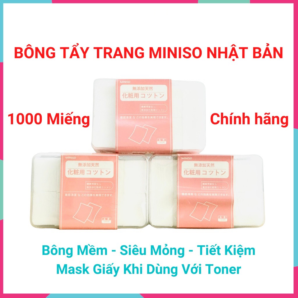 Hộp Bông TẩyTran 1000 Miếng VuôngCotton An ToànDa