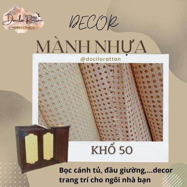 [KHỔ 50] Mành lưới nhựa giả mây mắt cáo màu VÀNG, màu TRẮNG CÓ VÂN bọc cảnh cửa, cánh tủ, đầu giường decor và trang trí