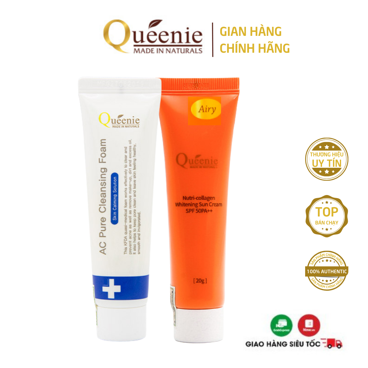 Bộ mỹ phẩm dưỡng da Queenie trải nghiệm 2 sản phẩm