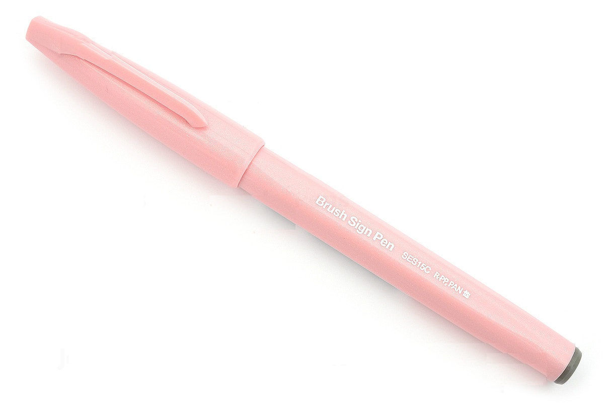 Bút lông viết chữ calligraphy Pentel Fude Touch Brush Sign Pen - Màu hồng phấn (Pale Pink)