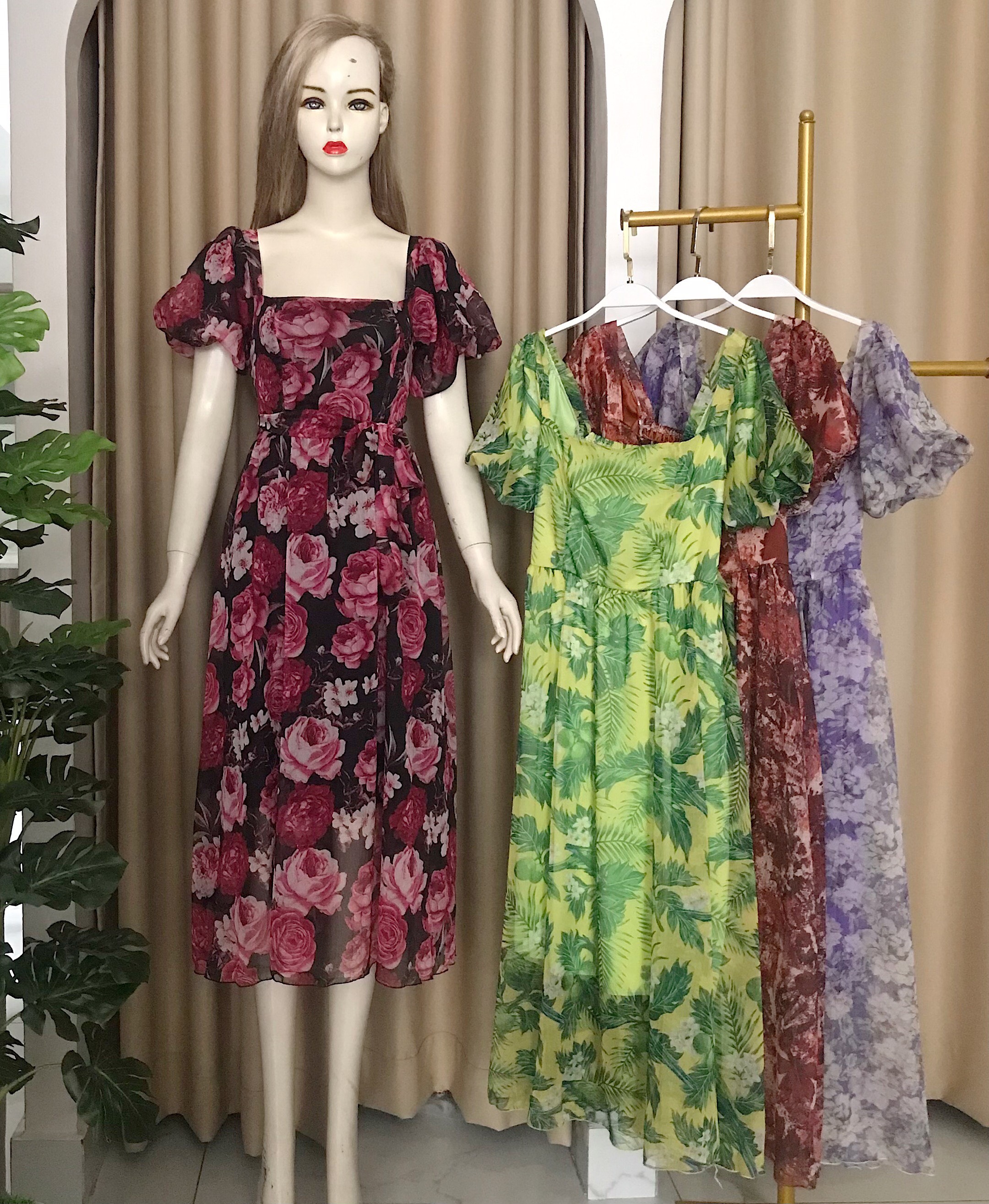 Váy đầm hoa voan đi tiệc,váy đầm nữ đi chơi, váy đầm nữ trẻ đẹp, váy đầm nữ cao cấp,váy đầm nữ thời trang V025