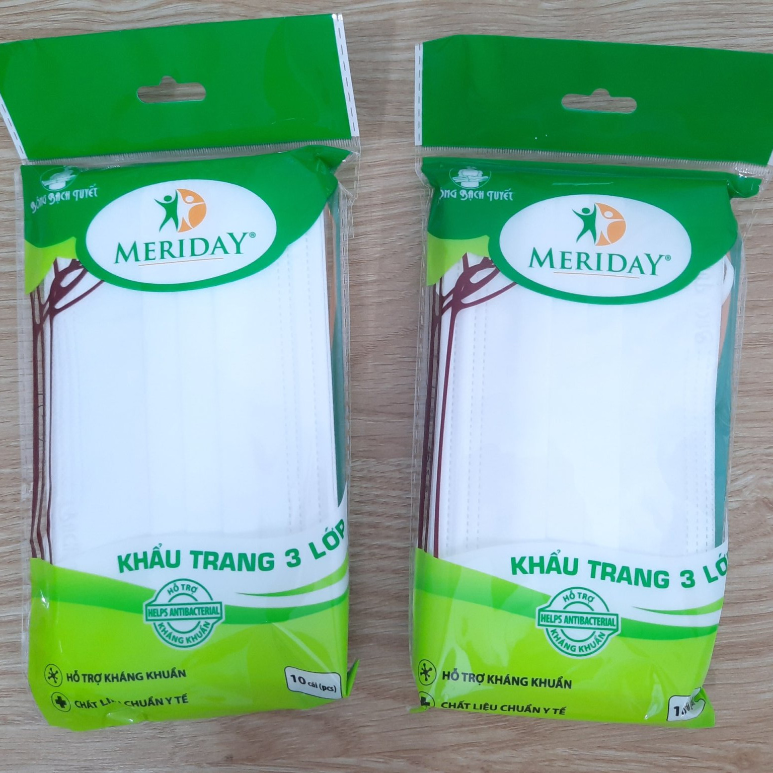 COMBO 2 GÓI KHẨU TRANG MERIDAY  TRẮNG 3 LỚP (GÓI/10 CÁI)