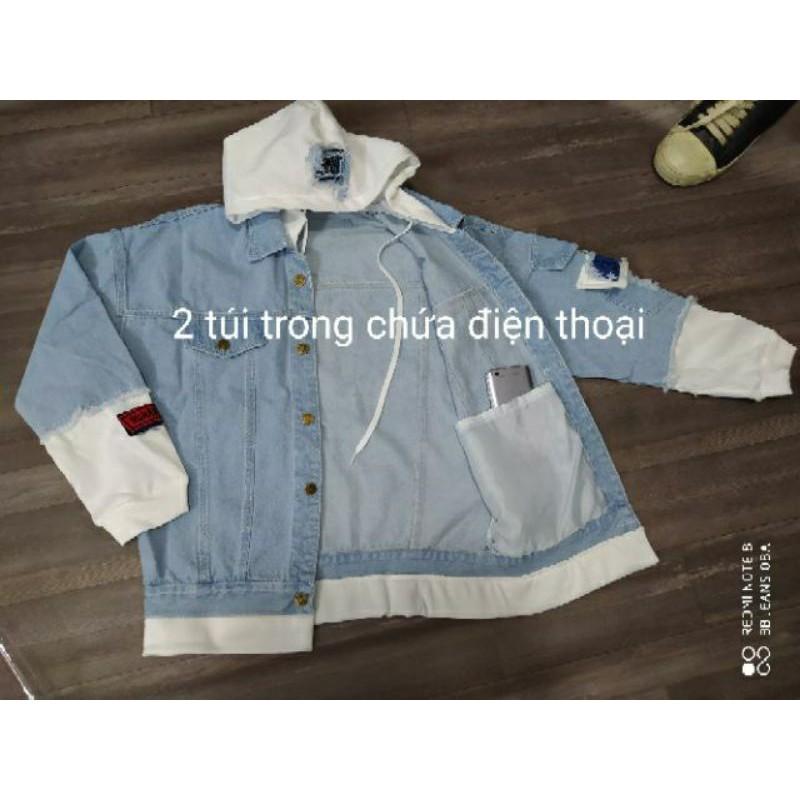 Áo Khoác Jean phối nón nỉ