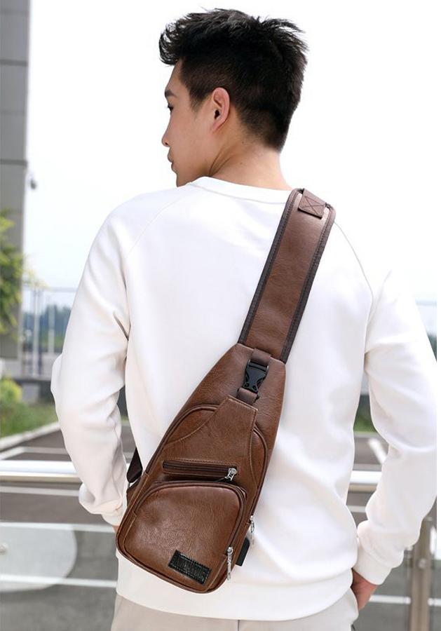 Túi đeo chéo nam da 4 ngăn