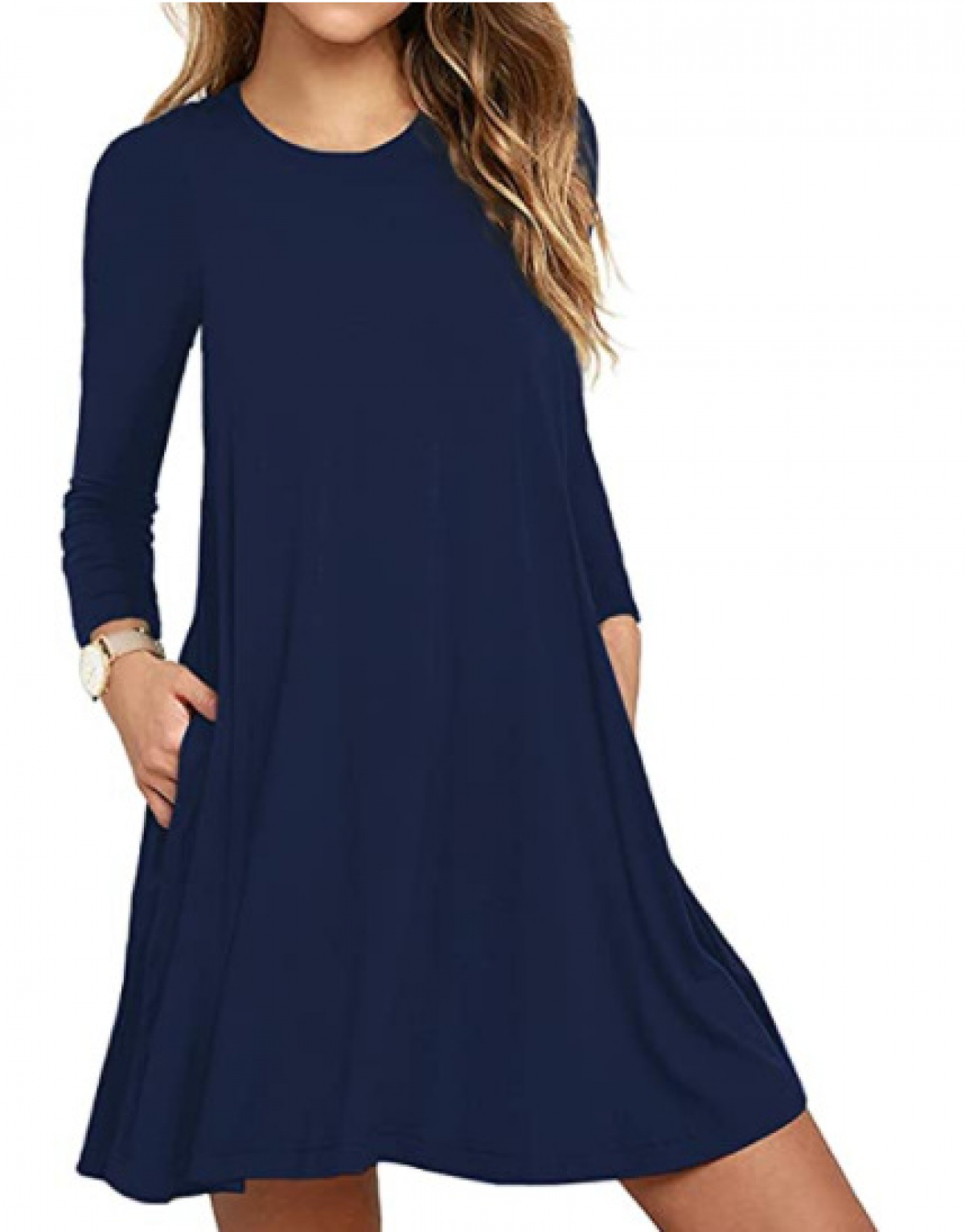 Women's long sleeve pocket casual loose 