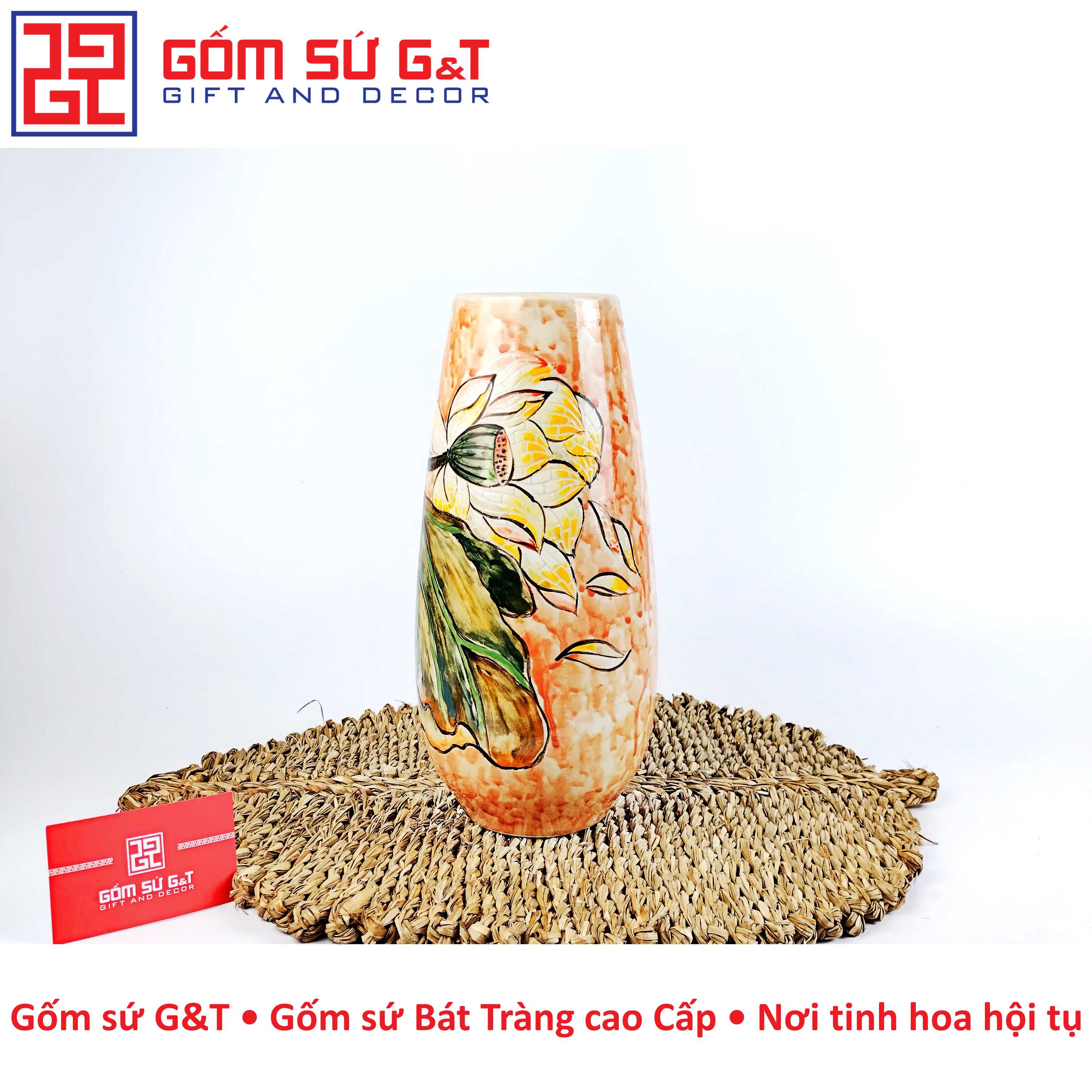 Lọ hoa dáng bom sen bay Gốm Sứ G&T