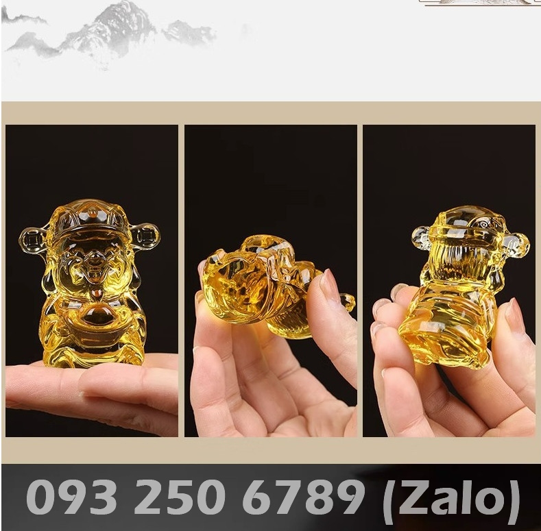 Cóc Ngậm Ti.ề.n V.àn.g 3 chân, Cóc Thiềm Thừ bằng Thủy Tinh Pha Lê