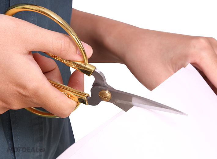 Kéo Đa Năng Rồng Phụng Cán Vàng Thép Trắng + Kèm 1 Dao bào rau củ