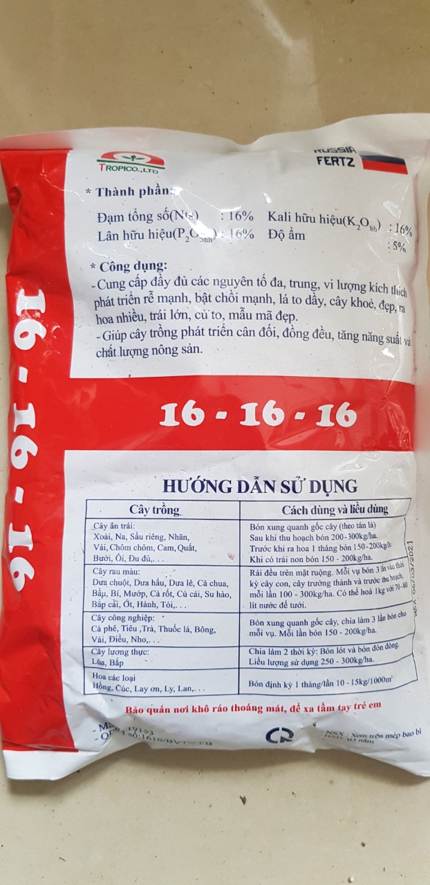 Phân bón cao cấp premium NPK 16-16-16 1kg